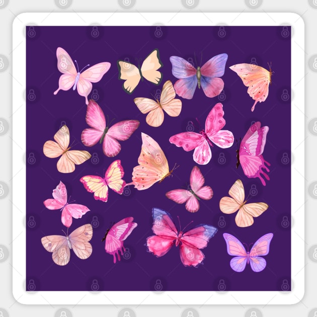 Pink Butterfly Pattern Sticker by Dreamy Feminine